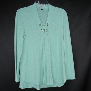 Kay Celine Lace Up Knit Tunic Top Sz M